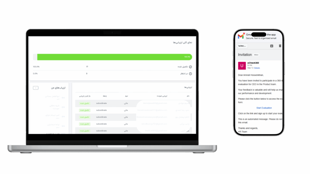 داشبورد ارزیابی 360 درجه یوچک